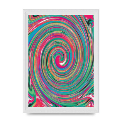 Halftone Multicolour Trippy Swirl Printed Poster - A4 framed