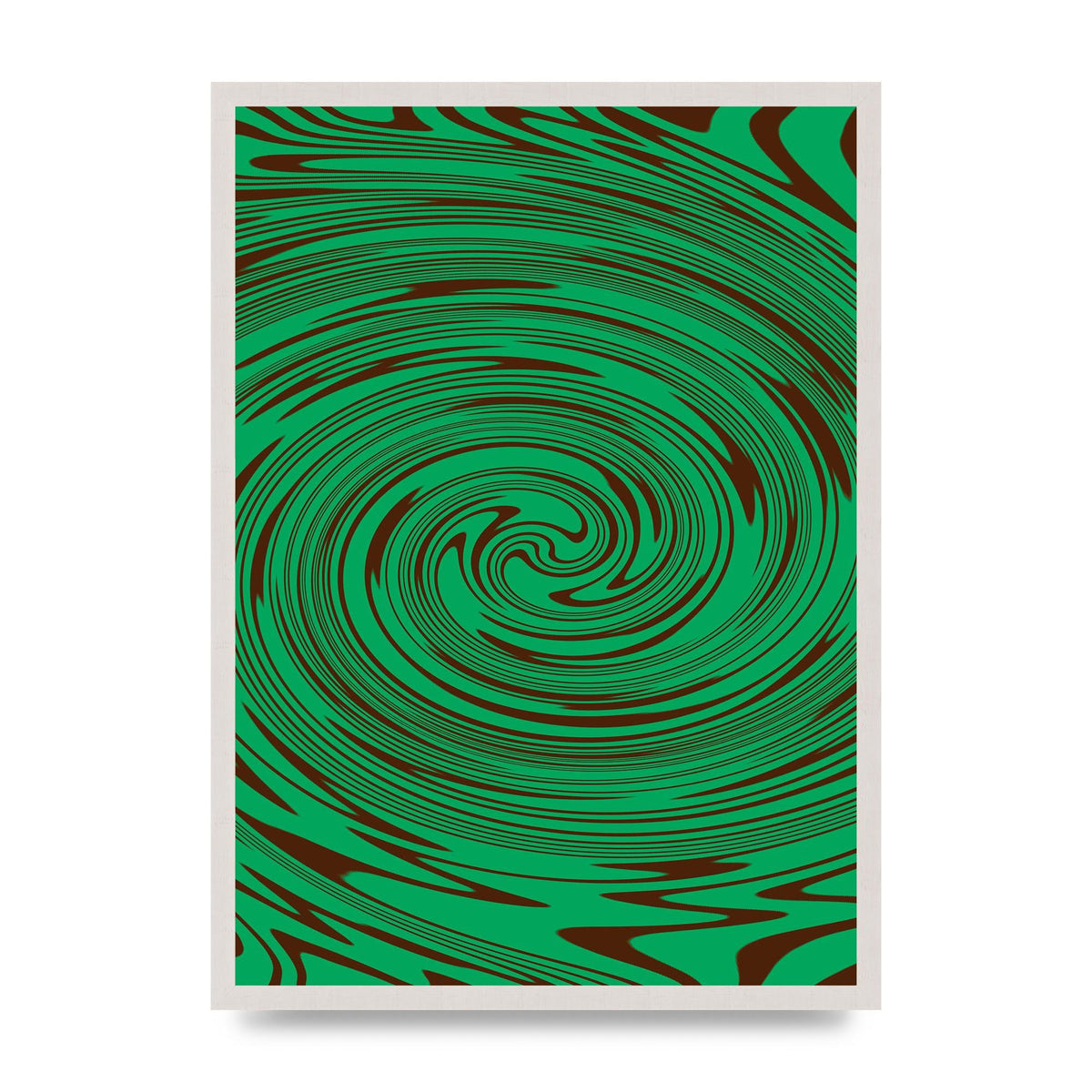 Green Trippy Swirl Wall Art - A2 framed