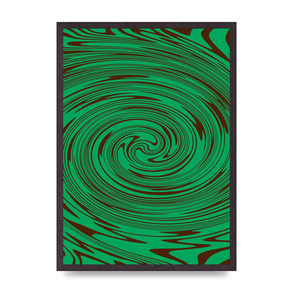 Green Trippy Swirl Wall Art - A2 framed