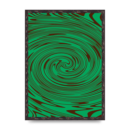 Green Trippy Swirl Wall Art - A2 framed