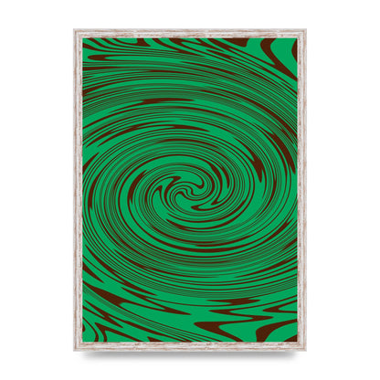Green Trippy Swirl Wall Art - A2 framed