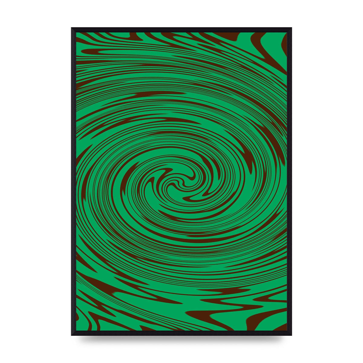 Green Trippy Swirl Wall Art - A2 framed