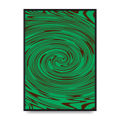 Green Trippy Swirl Wall Art - A2 framed