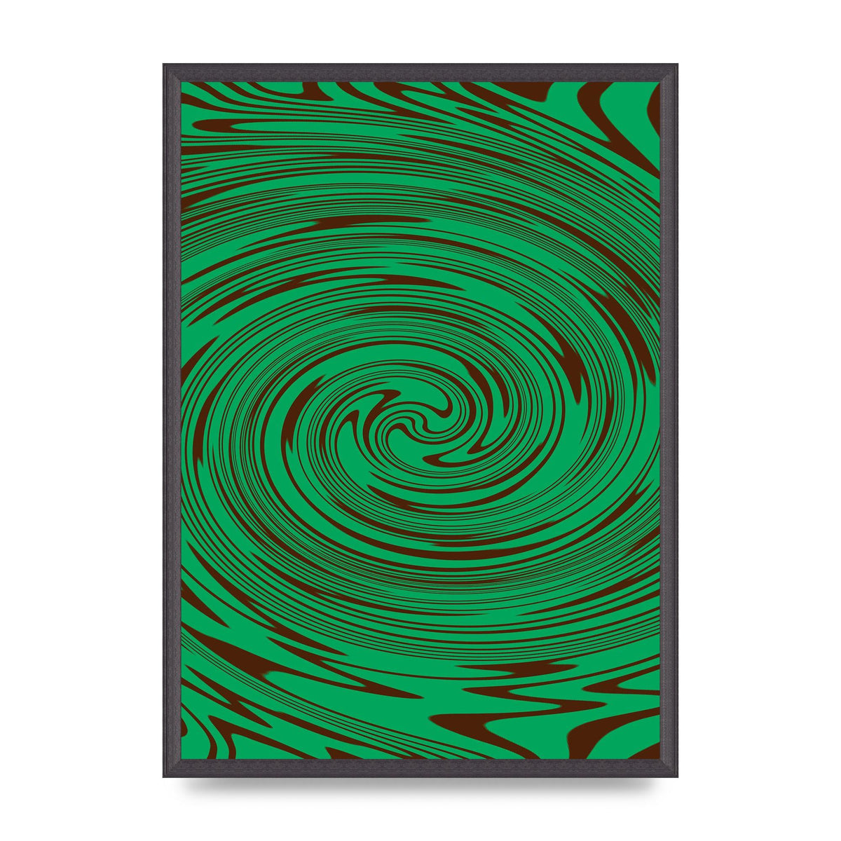 Green Trippy Swirl Wall Art - A2 framed