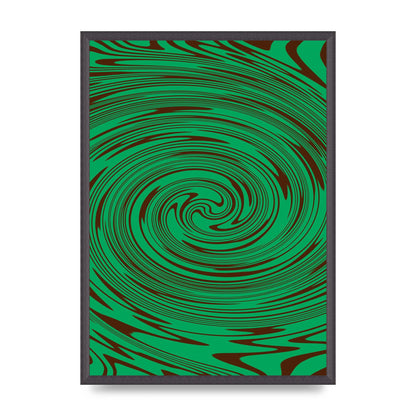 Green Trippy Swirl Wall Art - A2 framed