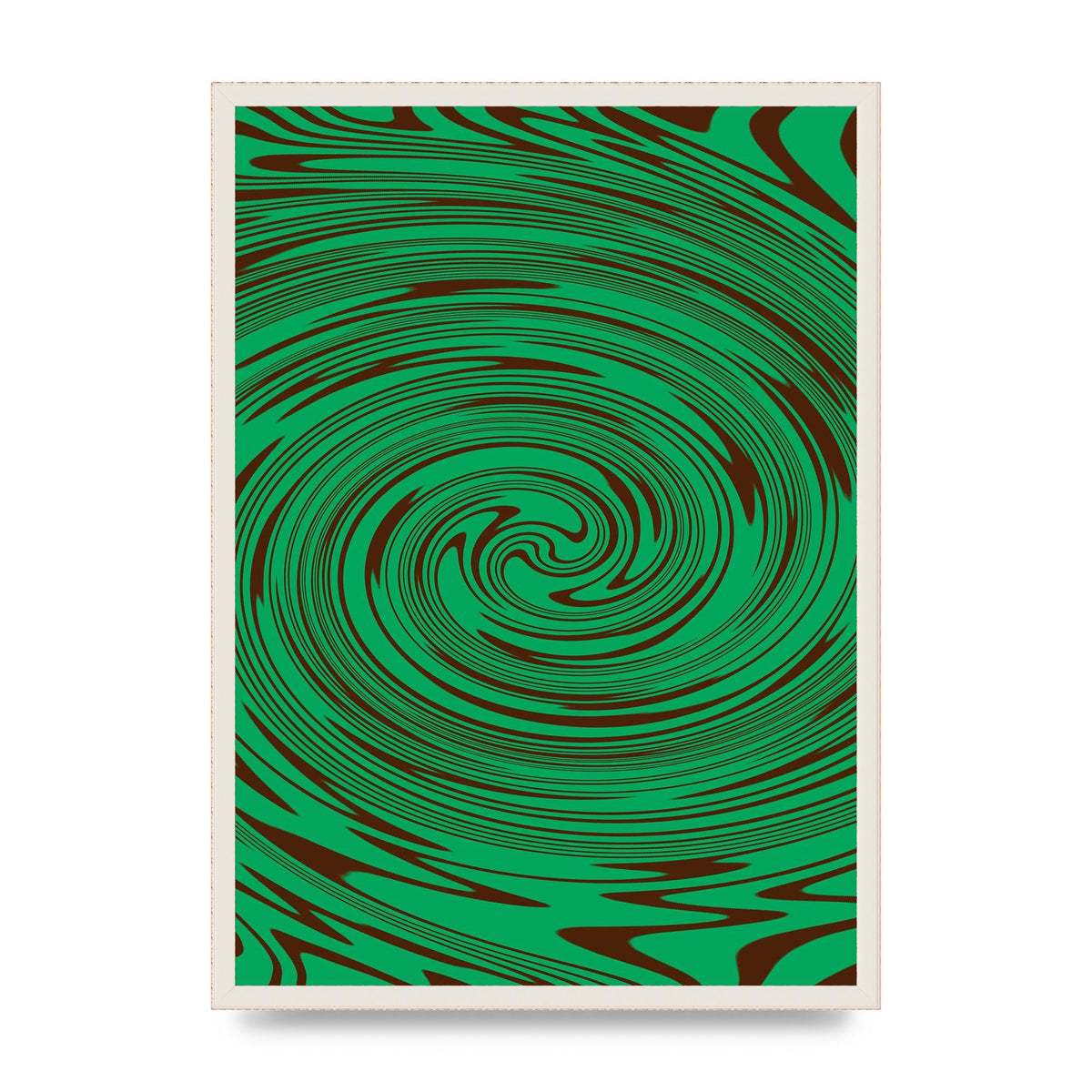 Green Trippy Swirl Wall Art - A2 framed