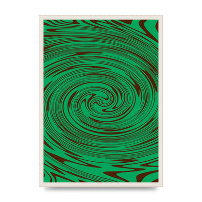 Green Trippy Swirl Wall Art - A2 framed
