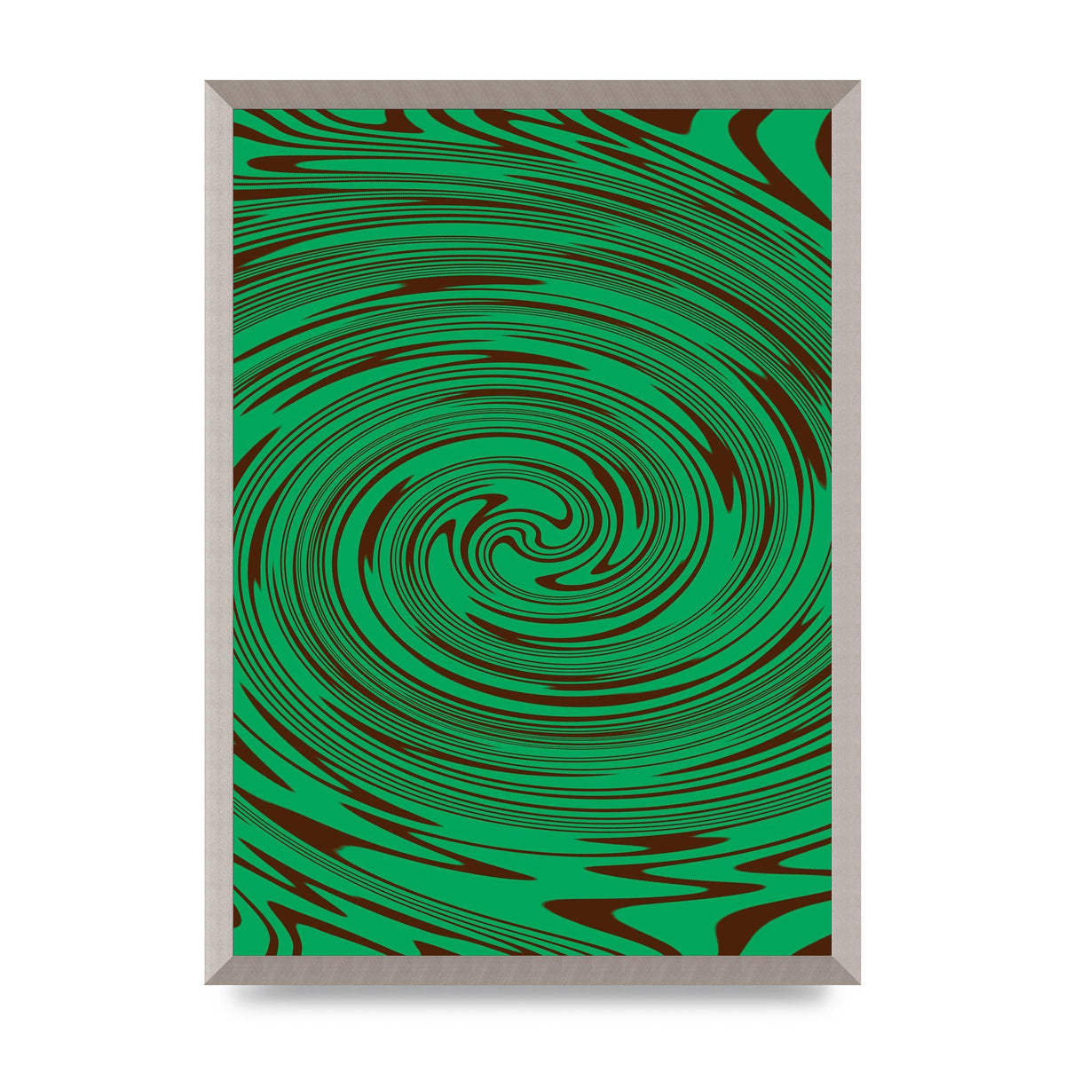 Green Trippy Swirl Wall Art - A2 framed