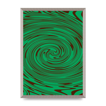 Green Trippy Swirl Wall Art - A2 framed