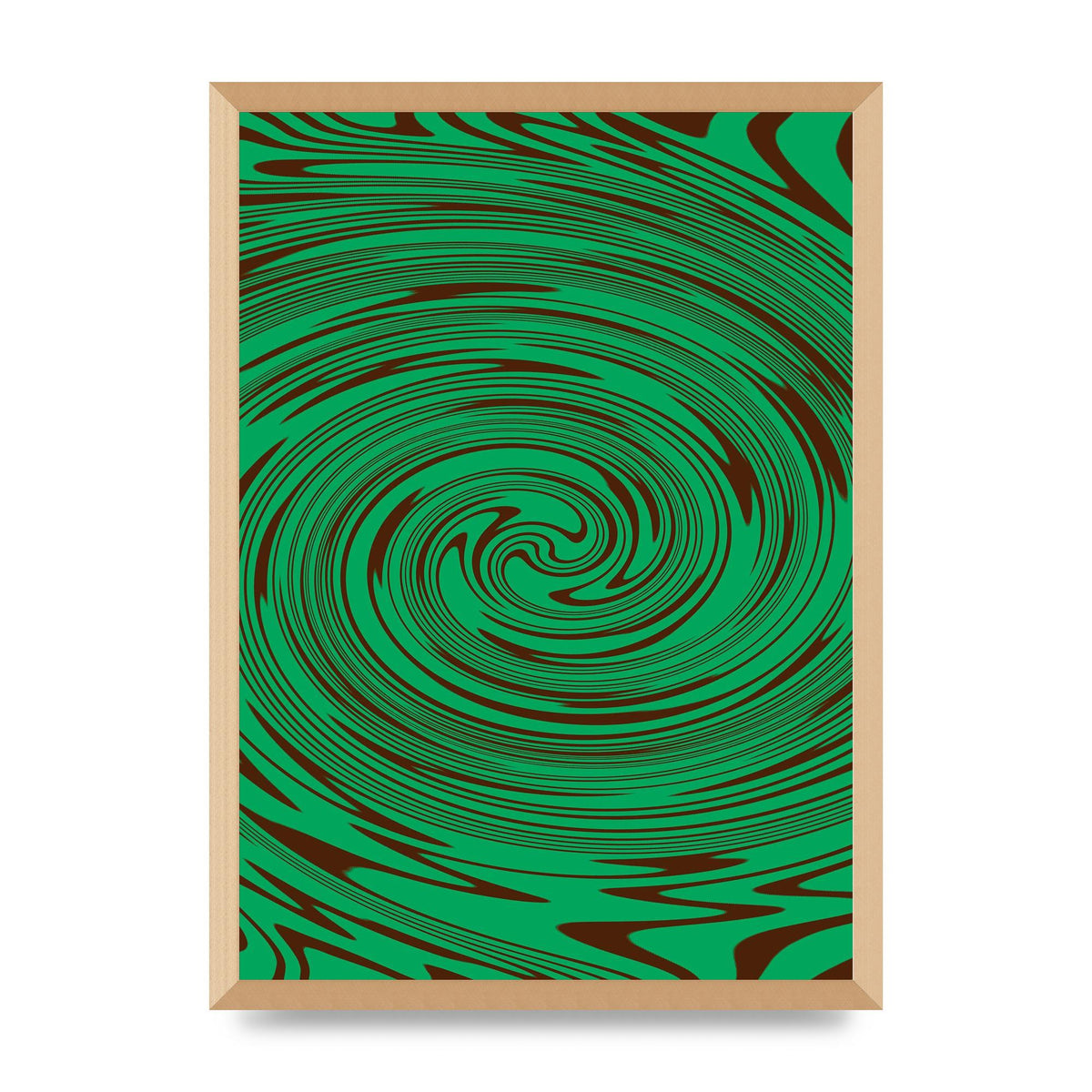 Green Trippy Swirl Wall Art - A2 framed