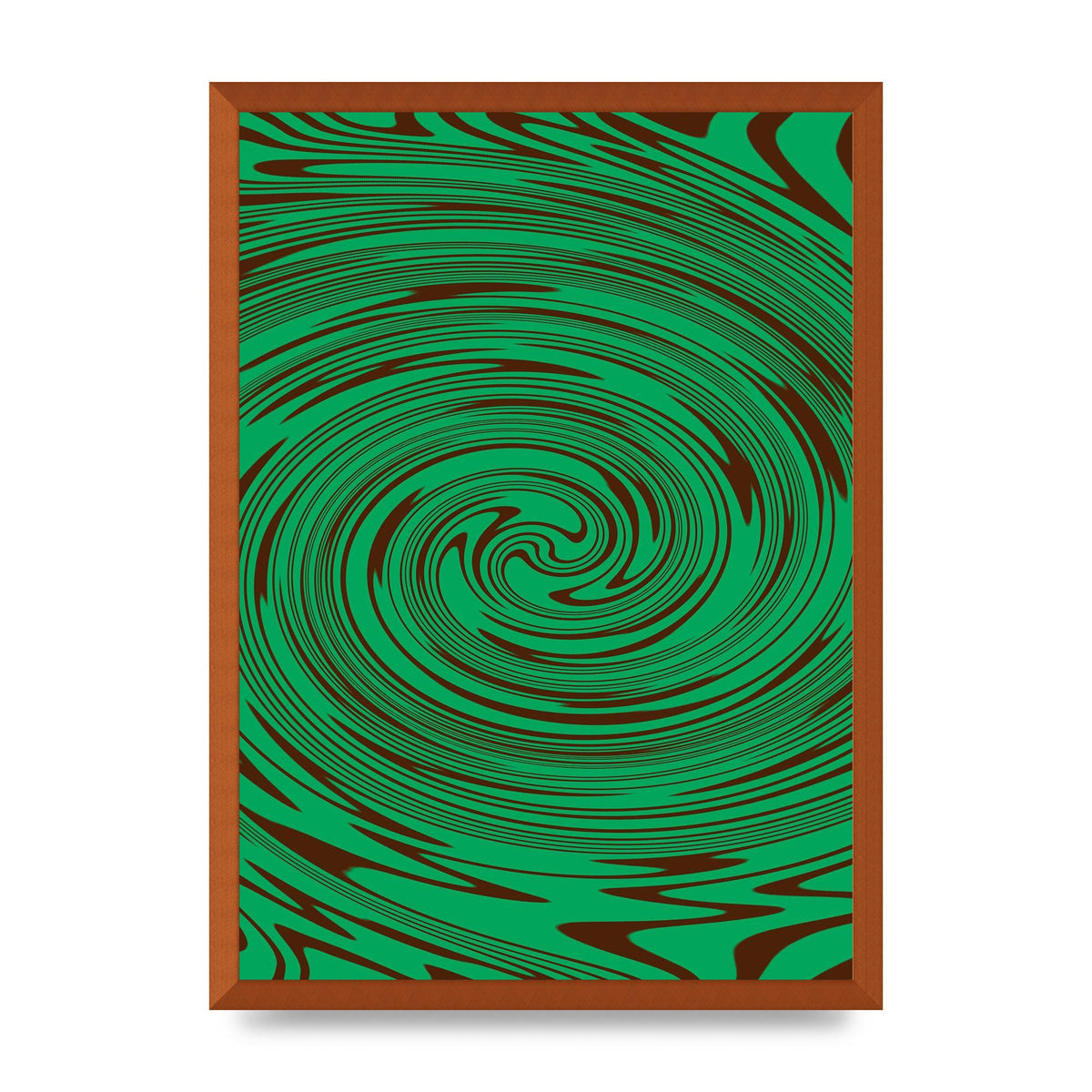 Green Trippy Swirl Wall Art - A2 framed
