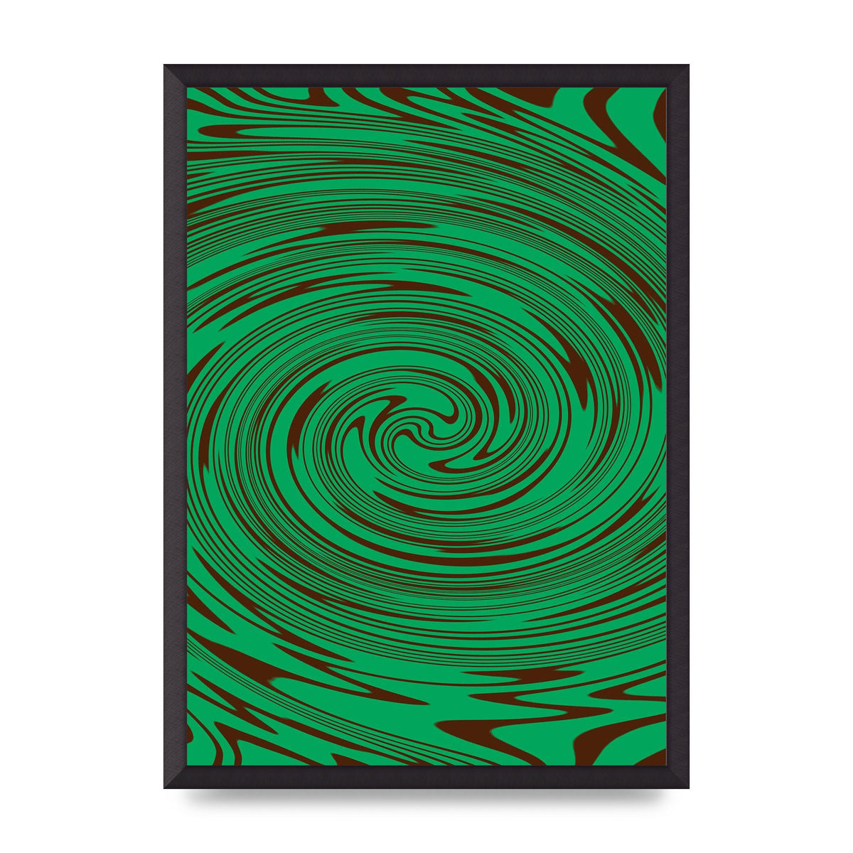 Green Trippy Swirl Wall Art - A2 framed