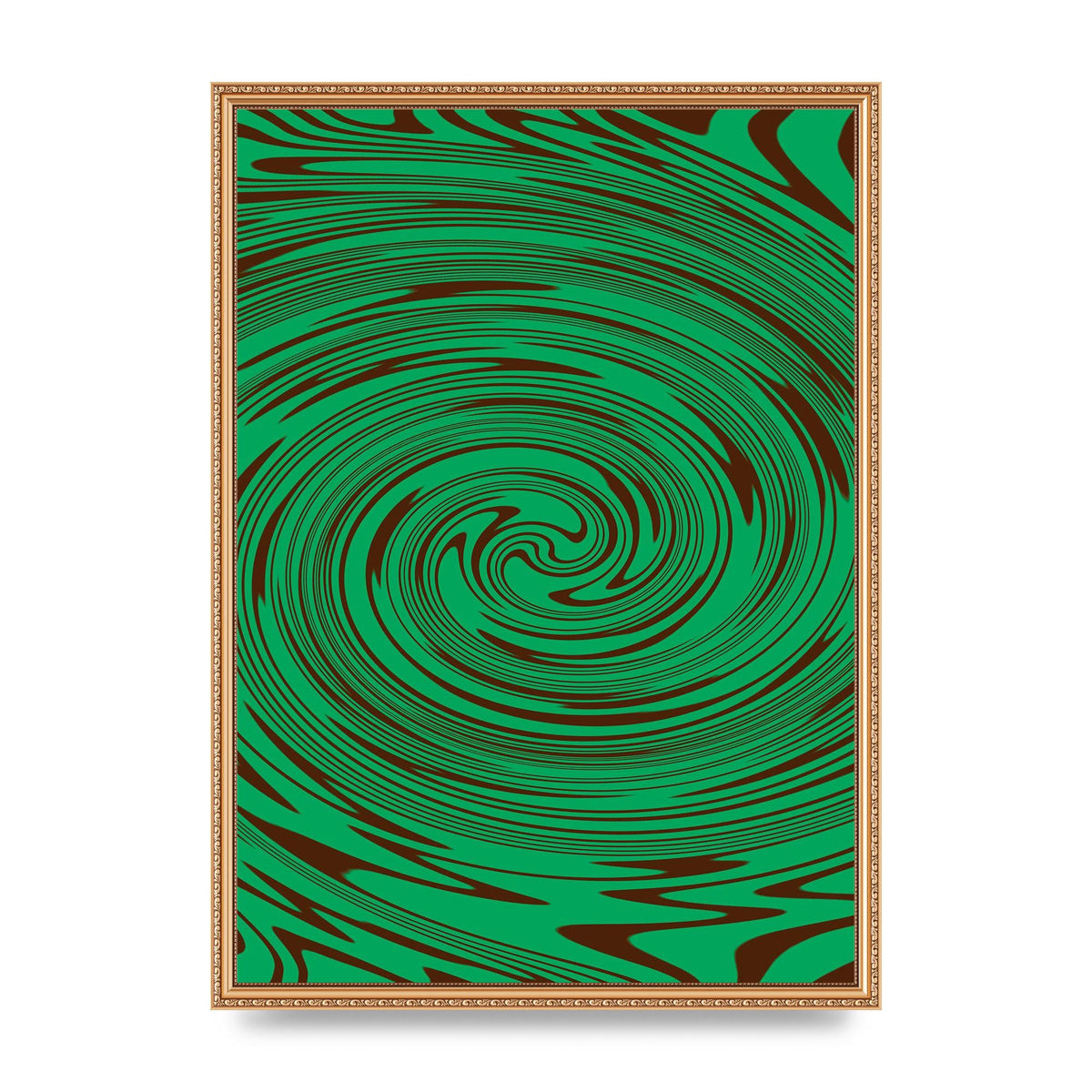 Green Trippy Swirl Wall Art - A2 framed