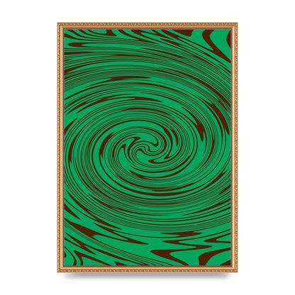 Green Trippy Swirl Wall Art - A2 framed