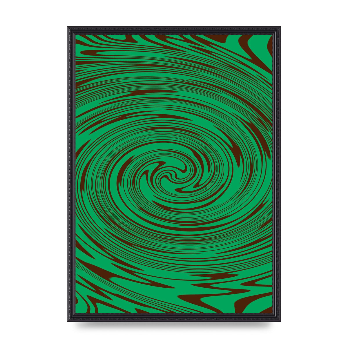 Green Trippy Swirl Wall Art - A2 framed