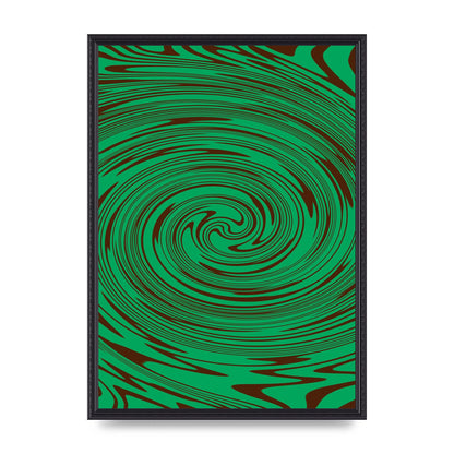 Green Trippy Swirl Wall Art - A2 framed