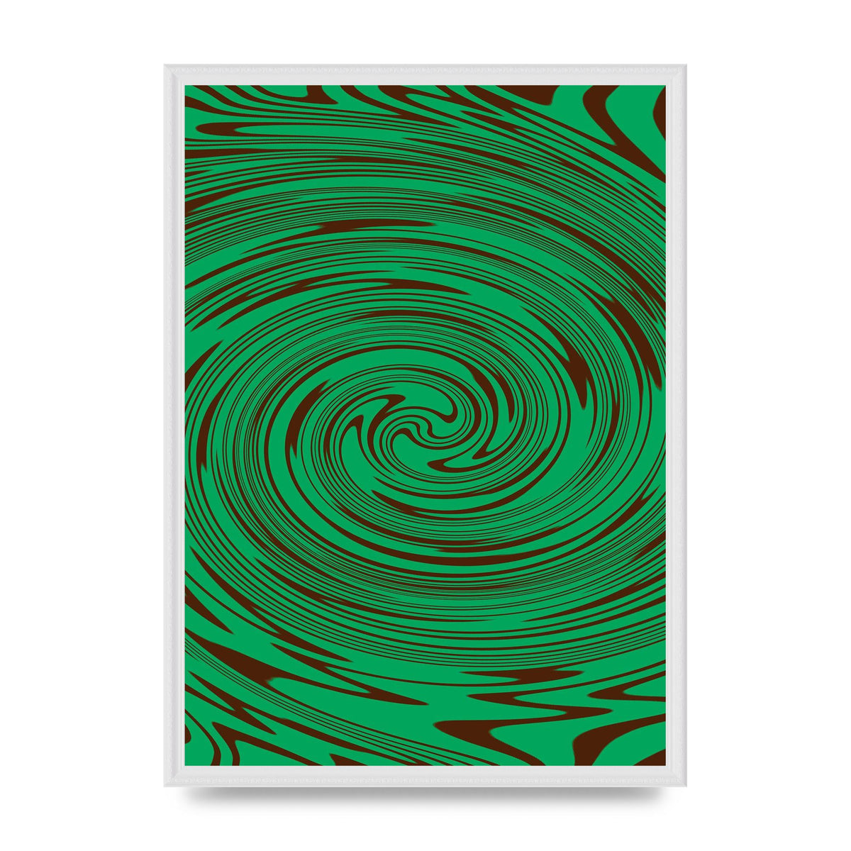 Green Trippy Swirl Wall Art - A2 framed