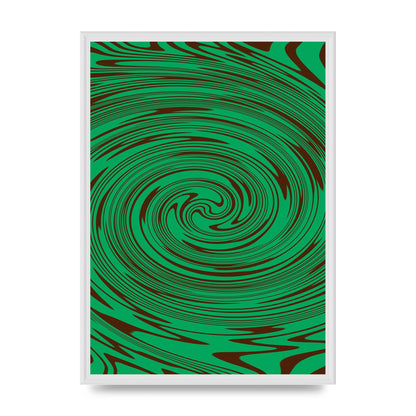 Green Trippy Swirl Wall Art - A2 framed