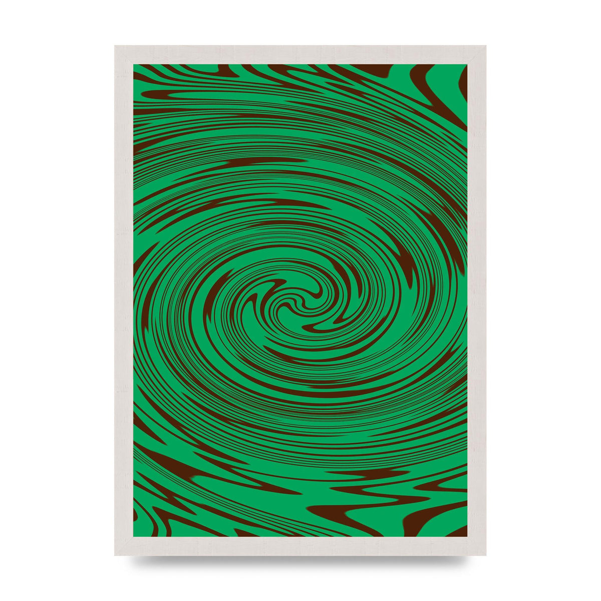 Green Trippy Swirl Wall Art - A3 framed