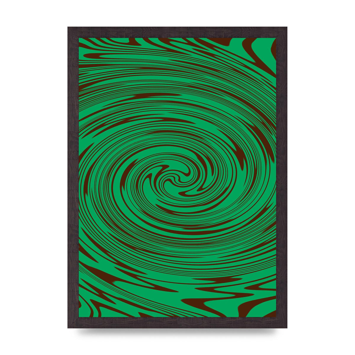 Green Trippy Swirl Wall Art - A3 framed