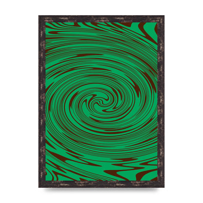 Green Trippy Swirl Wall Art - A3 framed