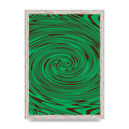 Green Trippy Swirl Wall Art - A3 framed