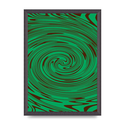 Green Trippy Swirl Wall Art - A3 framed