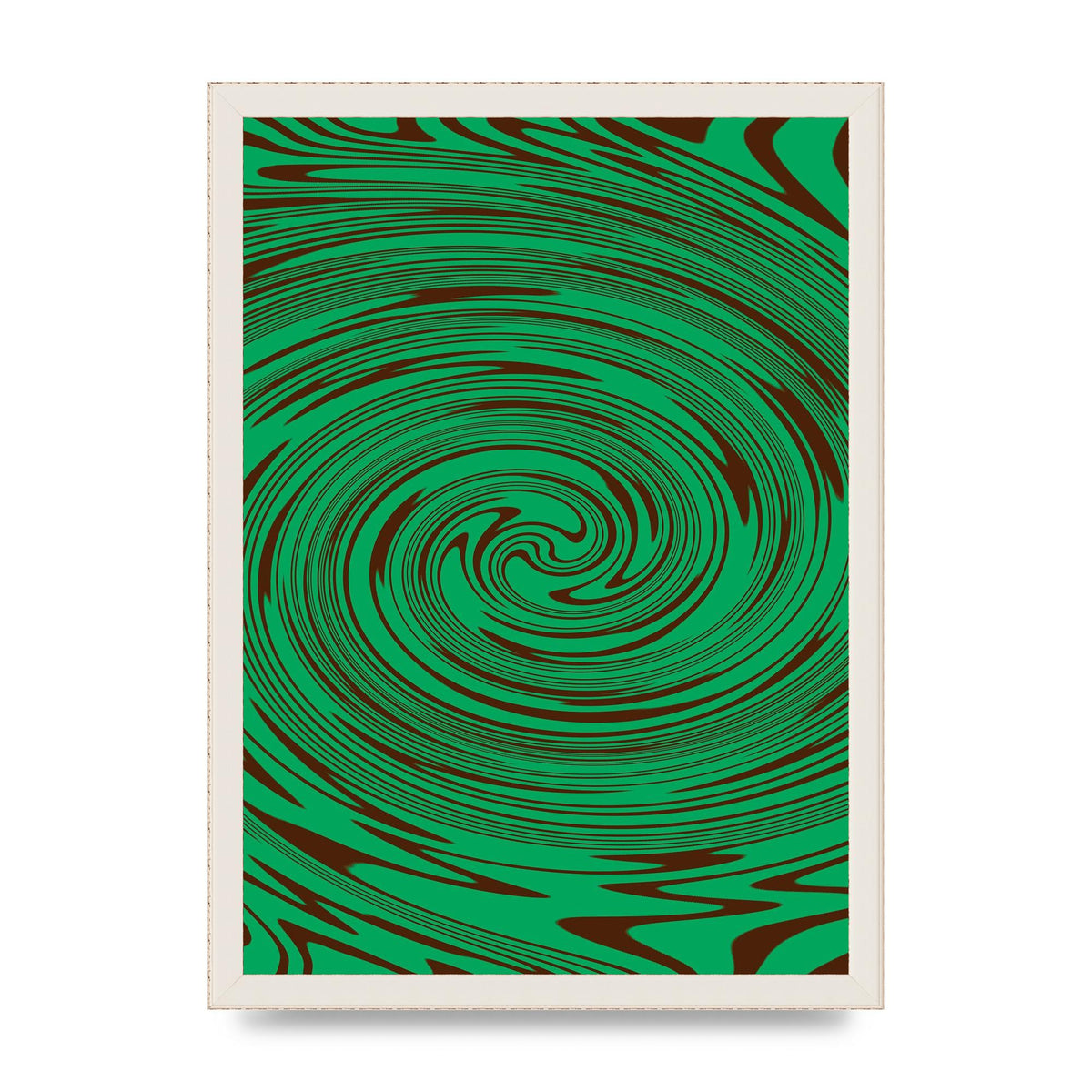 Green Trippy Swirl Wall Art - A3 framed
