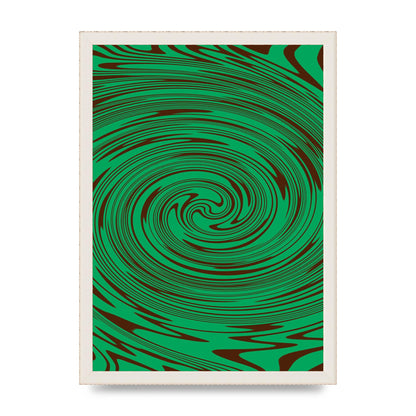 Green Trippy Swirl Wall Art - A3 framed