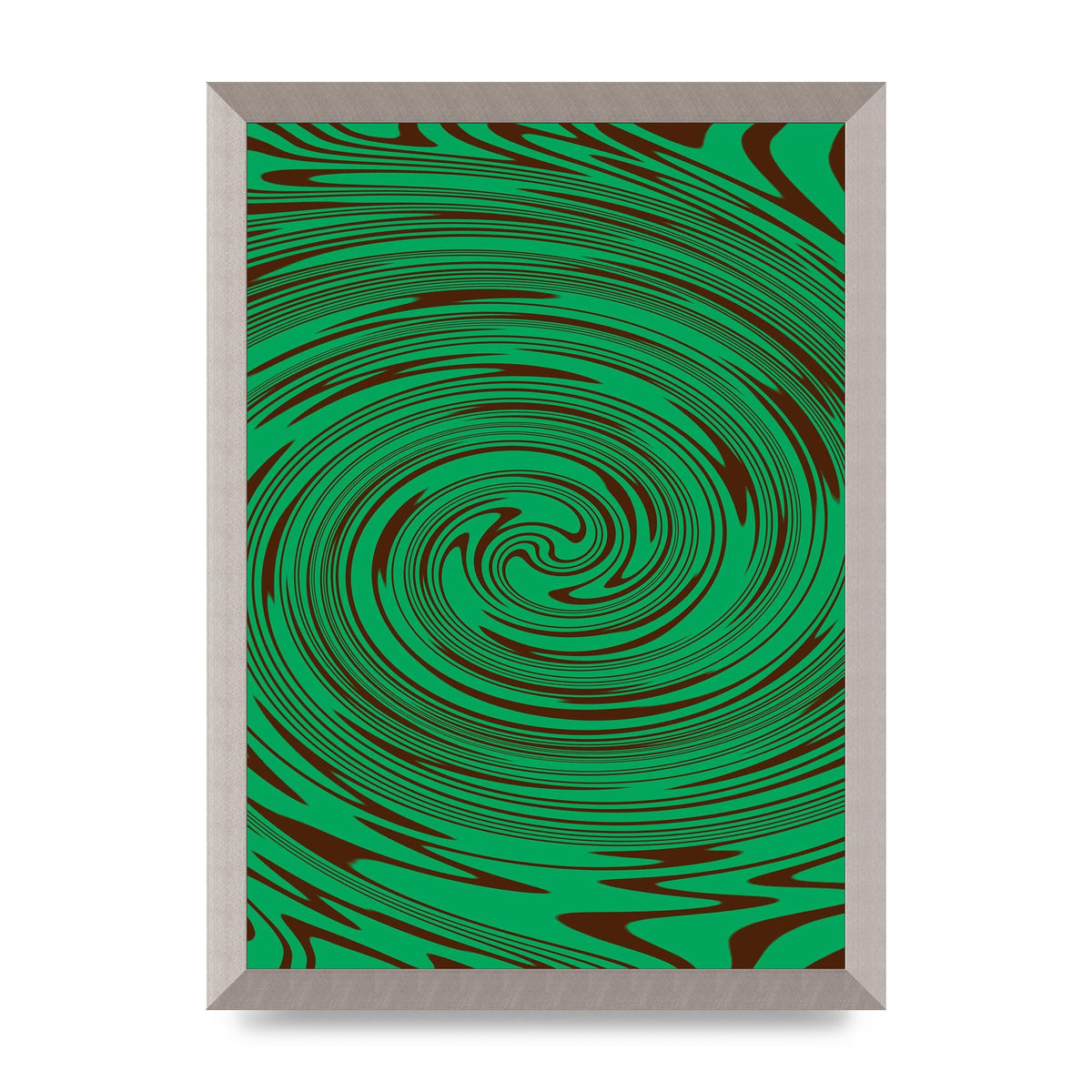 Green Trippy Swirl Wall Art - A3 framed