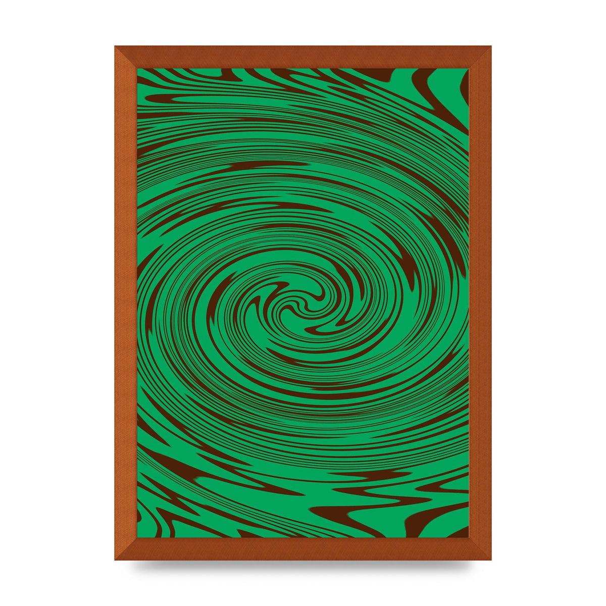 Green Trippy Swirl Wall Art - A3 framed