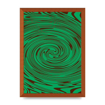 Green Trippy Swirl Wall Art - A3 framed