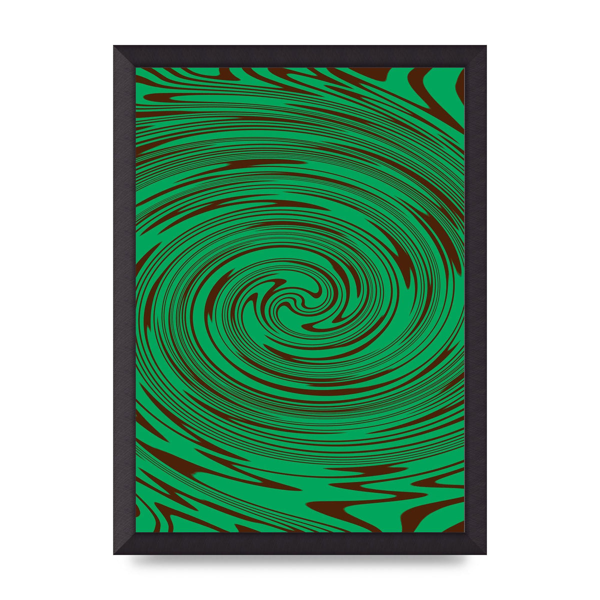 Green Trippy Swirl Wall Art - A3 framed