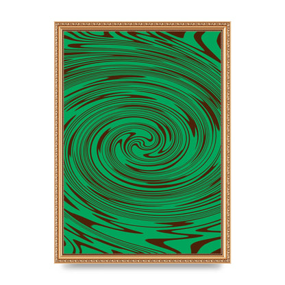 Green Trippy Swirl Wall Art - A3 framed