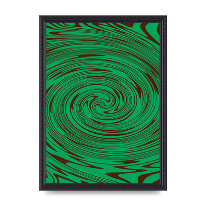 Green Trippy Swirl Wall Art - A3 framed