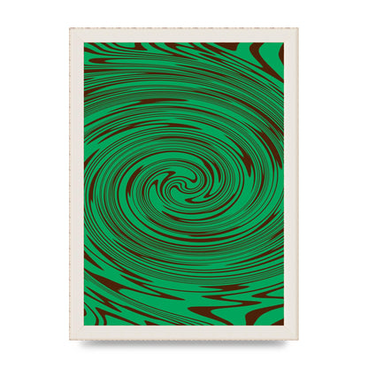 Green Trippy Swirl Wall Art - A4 framed