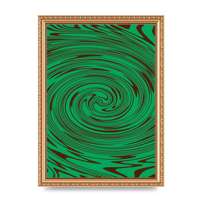 Green Trippy Swirl Wall Art - A4 framed