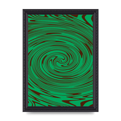 Green Trippy Swirl Wall Art - A4 framed