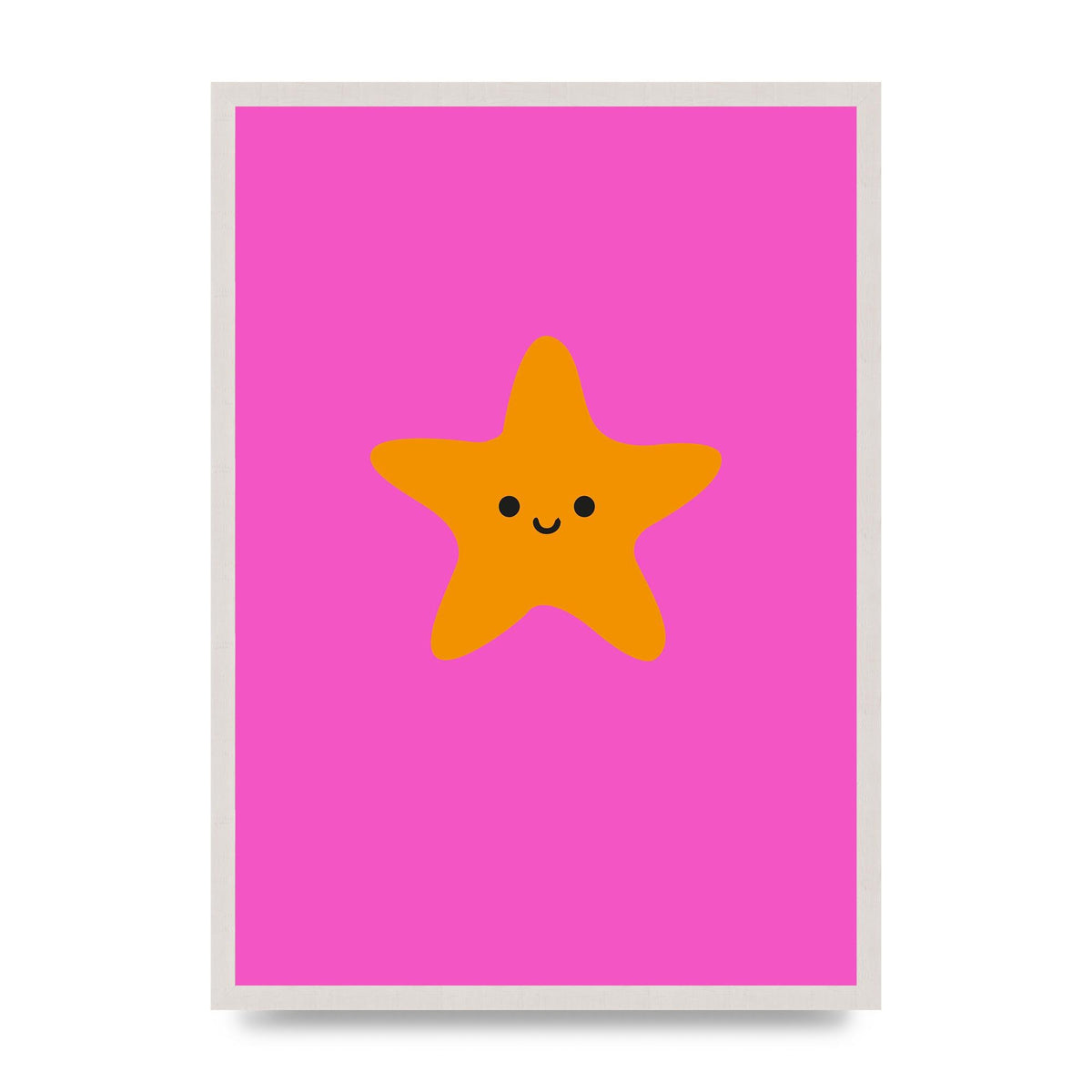 Kids Starfish Illustration Girls print in an A2 white saw cut grain frame