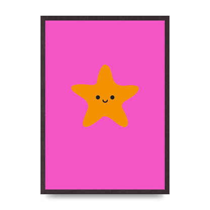 Kids Starfish Illustration Girls Wall Art - A2 framed