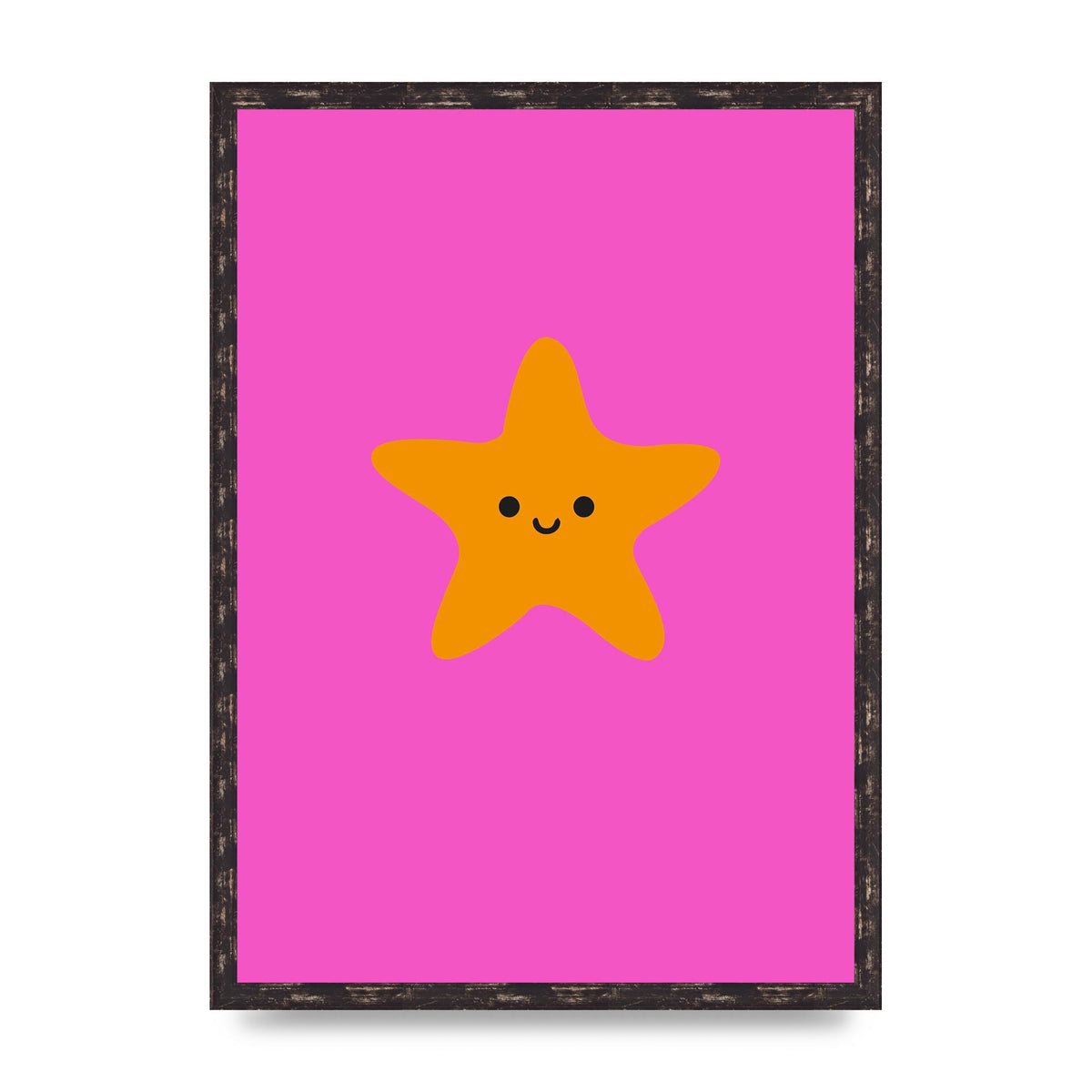 Kids Starfish Illustration Girls Wall Art - A2 framed