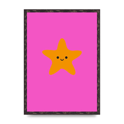 Kids Starfish Illustration Girls Wall Art - A2 framed