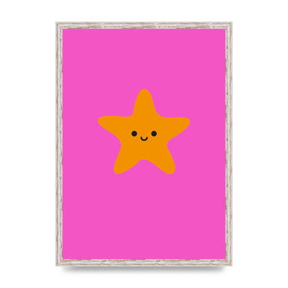 Kids Starfish Illustration Girls Wall Art - A2 framed