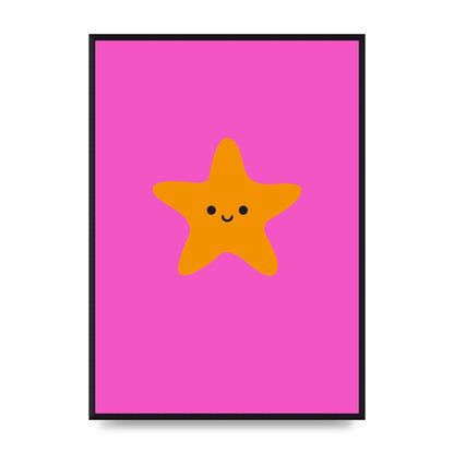 Kids Starfish Illustration Girls Wall Art - A2 framed