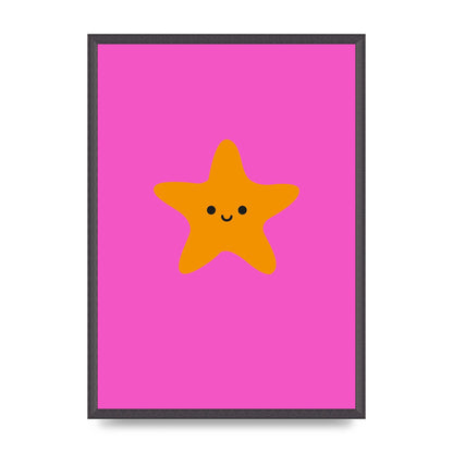 Kids Starfish Illustration Girls Wall Art - A2 framed