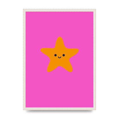 Kids Starfish Illustration Girls Wall Art - A2 framed