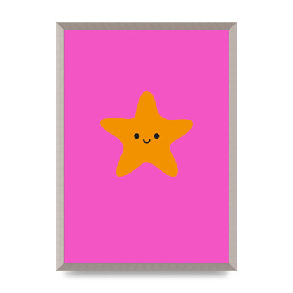 Kids Starfish Illustration Girls Wall Art - A2 framed