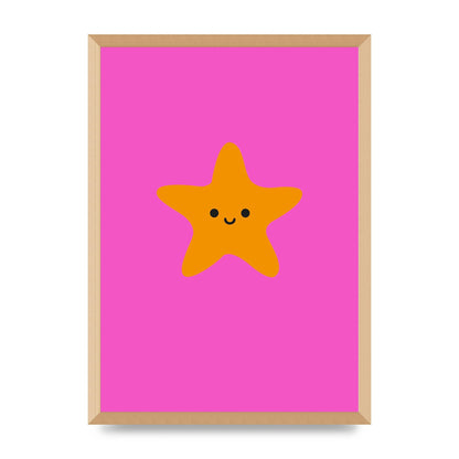 Kids Starfish Illustration Girls Wall Art - A2 framed