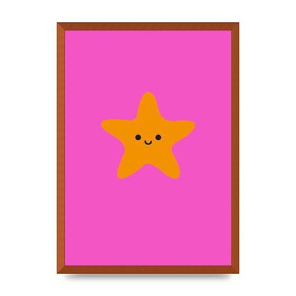 Kids Starfish Illustration Girls Wall Art - A2 framed