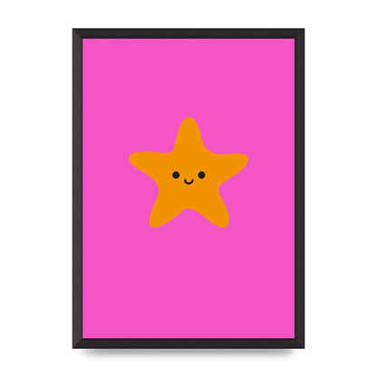 Kids Starfish Illustration Girls Wall Art - A2 framed